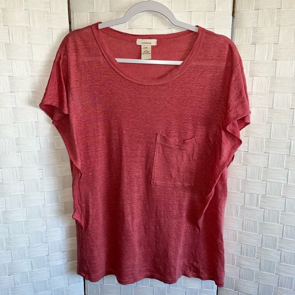 Sundance Womens 100% Linen Ruffle Tee Blouse Size XS Basic Spring Flutter Sleeve - Picture 1 of 12